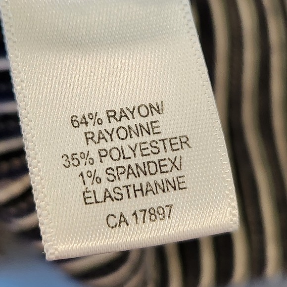 Banana Republic Dress 6P Fit & Flare A-Line Knee Length Navy Blue White Ribbed - Picture 10 of 11